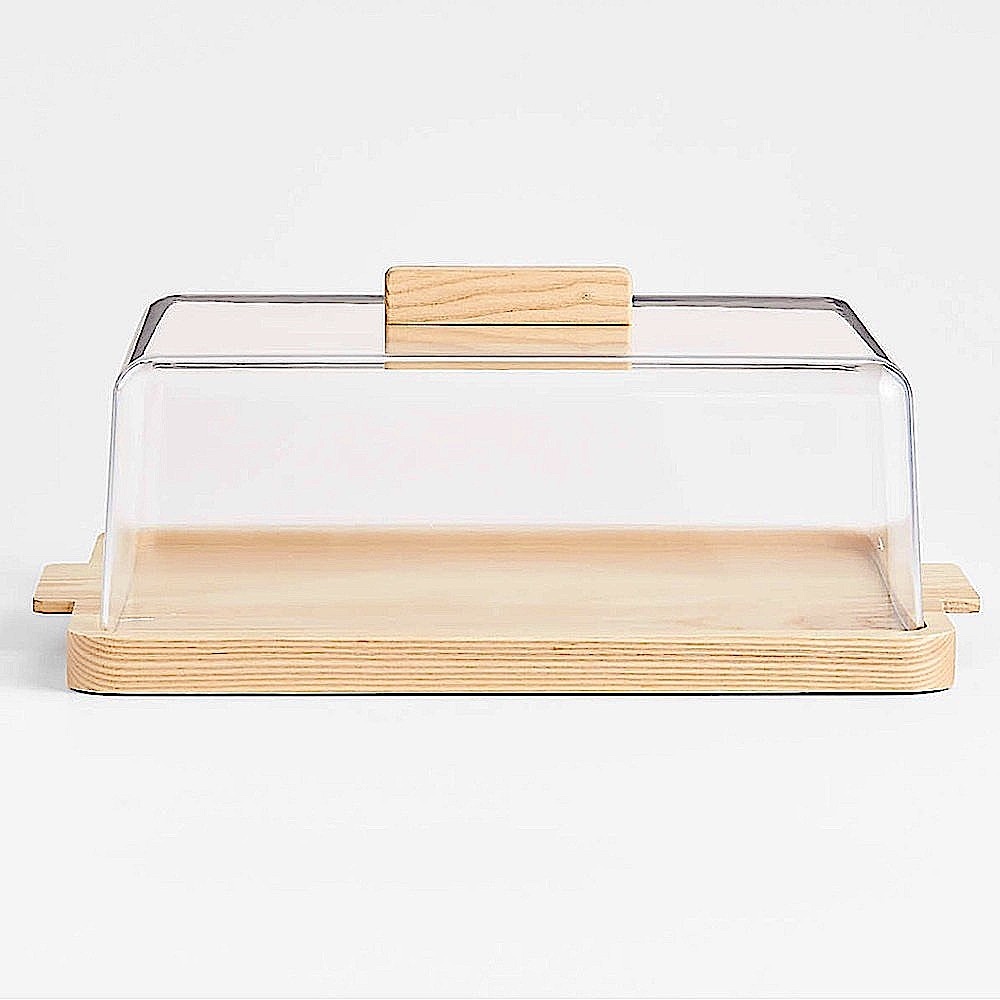 New! Crate&Barrel Rectangle Serving Board w/ Premium Highest Quality Acrylic Lid